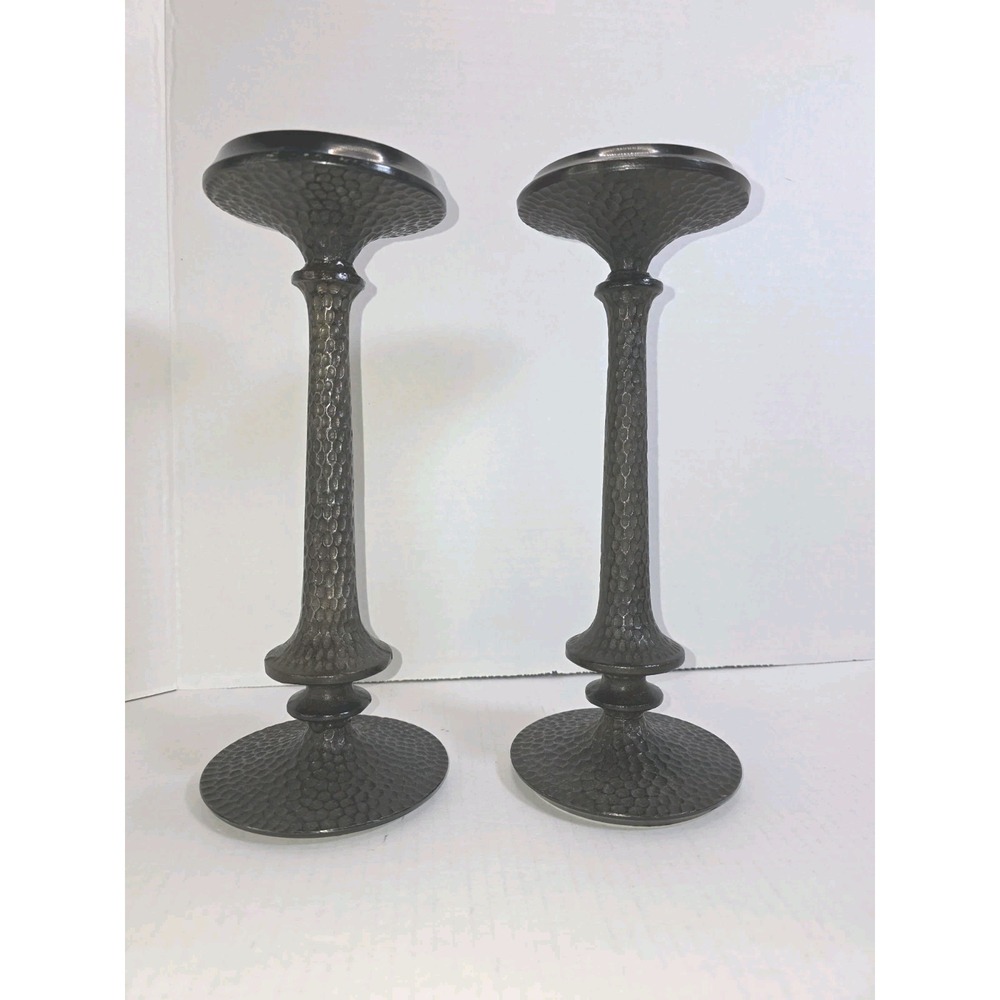 Target Set Of 2 Hammered Textured Dark Pillar Tapered Rustic Candle Holders 11"